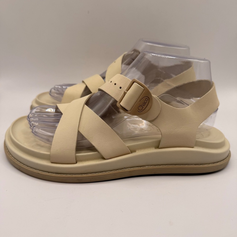 Chaco Cream Strappy Platform Sandals